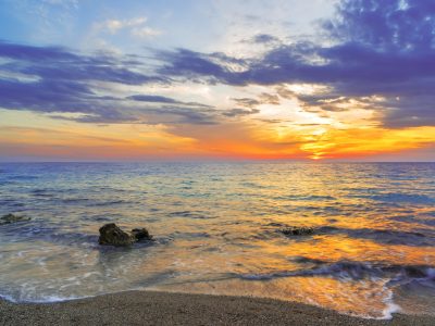 Sunset on the beach in Lefkada Island near Cyprus